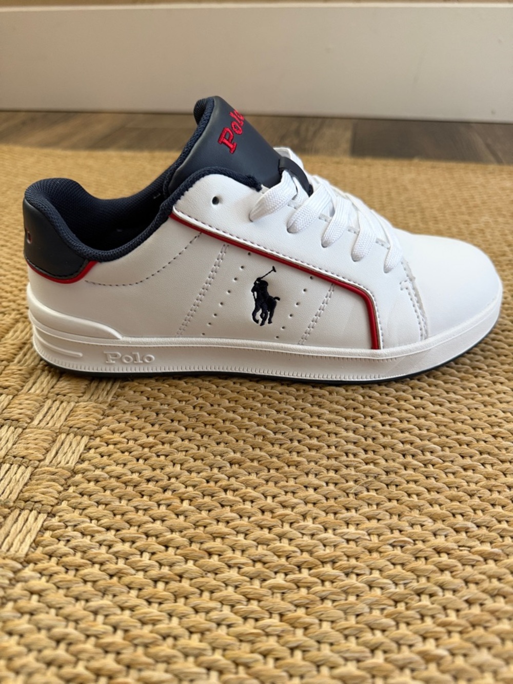 Polo Ralph Lauren Girls’ White/Navy Sneakers Heritage Court III—2 - Picture 4 of 13